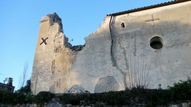La iglesia de Esparra, en el municipio de Riudarenes (Girona), donde el temporal derrumbó el campanario