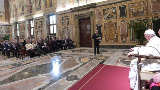 Otro momento del encuentro entre el Papa y la Unión de Ferias Internacionales
