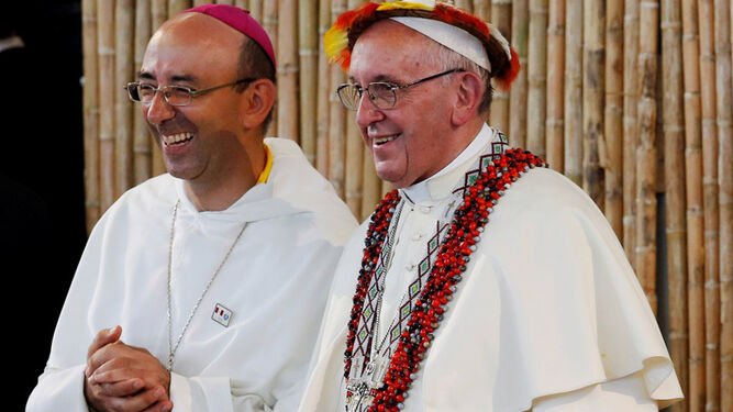 Martínez de Aguirre, con el Papa, en Puerto Maldonado