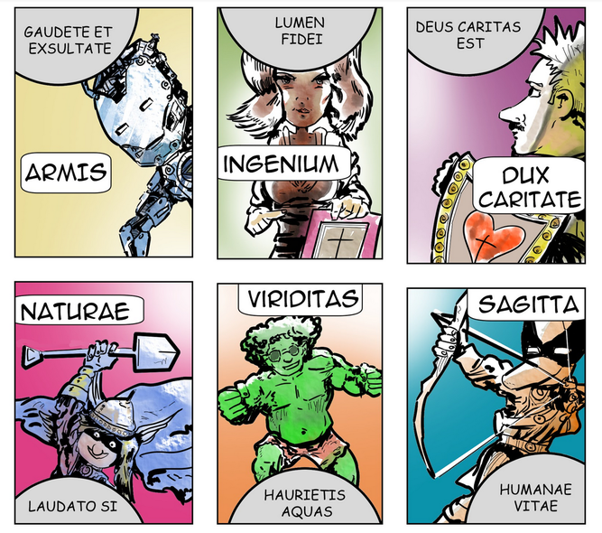 Personajes y encíclicas para promover el proyecto IDI. Luego no están más.