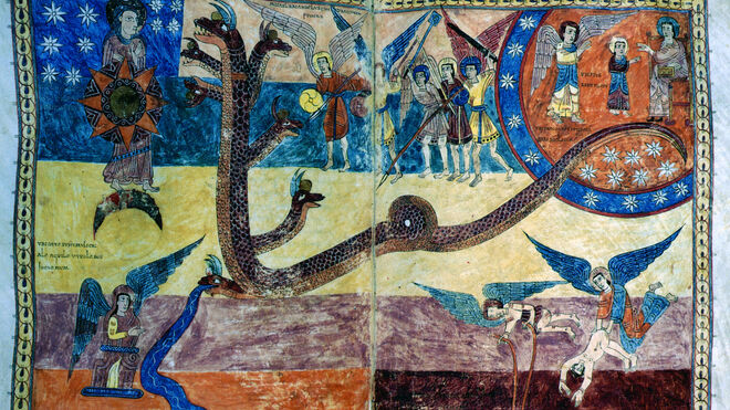 La mujer vestida de sol y el dragón. Beato de Liébana, códice del Monasterio de San Salvador de Tábara, Zamora