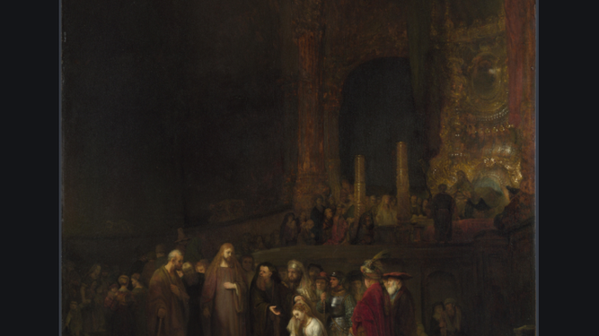 Detalle de 'Cristo y la mujer adúltera', Rembrandt