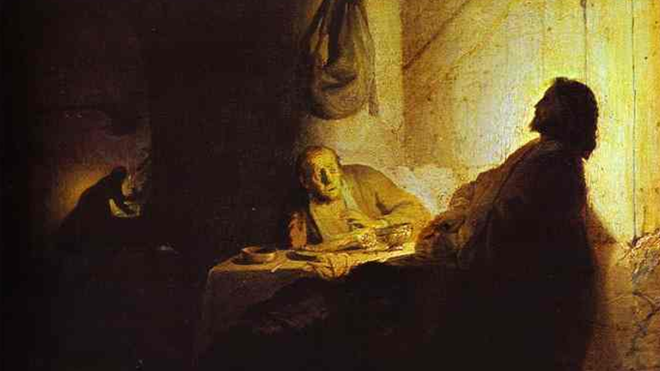 Detalle de 'La cena de Emaús', Rembrandt. Antes de 1630
