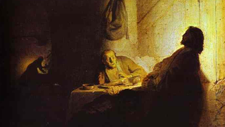 Detalle de 'La cena de Emaús', Rembrandt. Antes de 1630