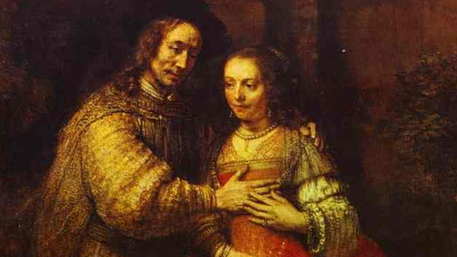 Detalle de 'La novia judía', Rembrandt