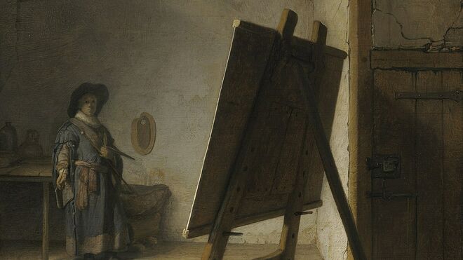 Rembrandt. Autorretrato del pintor en su taller
