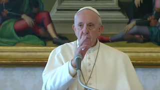 Bendición del Papa desde la biblioteca vaticana