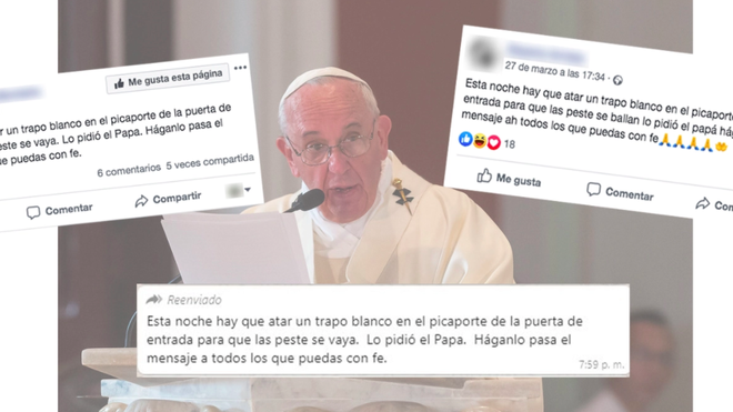Maldito bulo: El Papa no ha pedido a los creyentes que aten un pañuelo blanco en la puerta 'para que la peste se vaya'