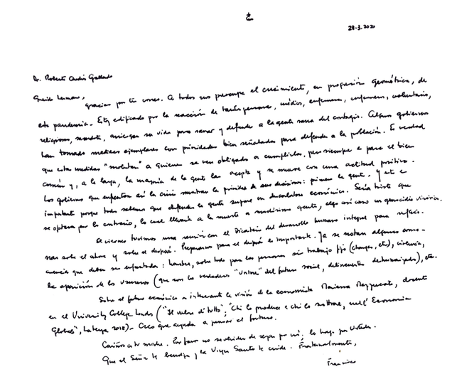 La carta del Papa al juez argentino