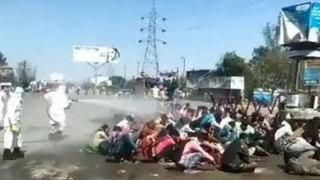 Migrantes fumigados en India