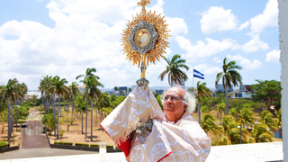 El cardenal Leopoldo Brenes, en la cúpula de la catedral de Managua