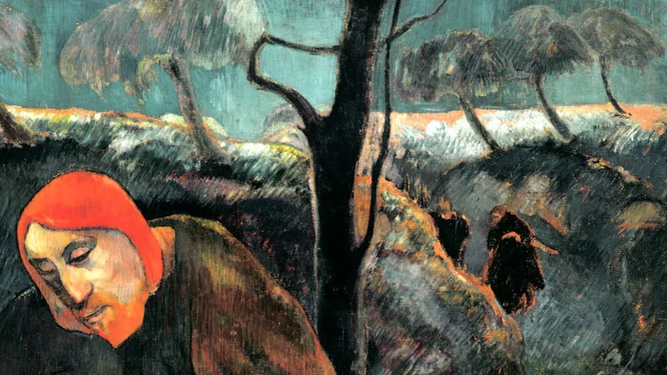 Detalle de "Cristo en el Huerto de los Olivos", Gauguin