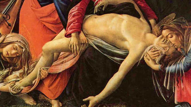 Detalle del llanto sobre Cristo muerto representado por S. Botticelli