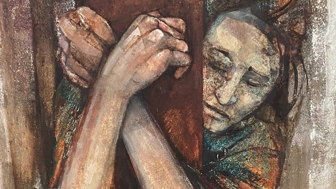 Magdalena abraza la cruz