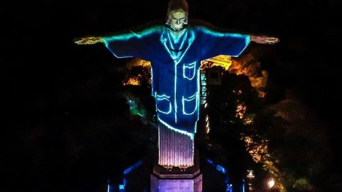 Cristo de Rio, homenaje a los sanitarios