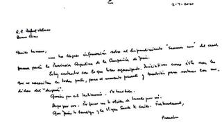 Carta de Francisco apoyando la campaña
