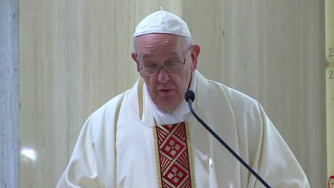 El Papa durante su homilía