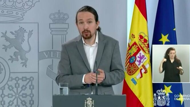 Pablo Iglesias, durante su comparecencia