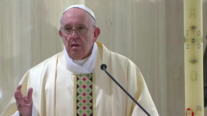 El Papa, durante la homilía de hoy