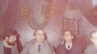 Julio Puente junto al teólogo Moltmann en 1977