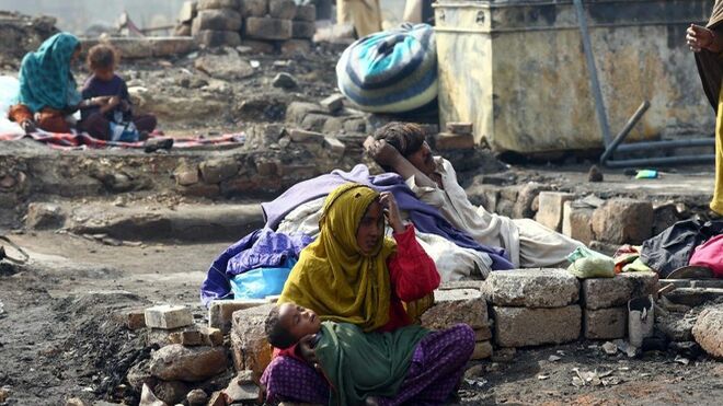 Barrios pobres de la periferia de Karachi. Pakistán