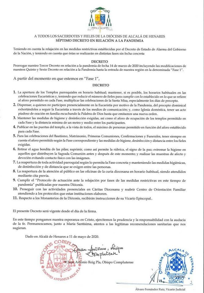 Séptimo decreto de Juan Antonio Reig