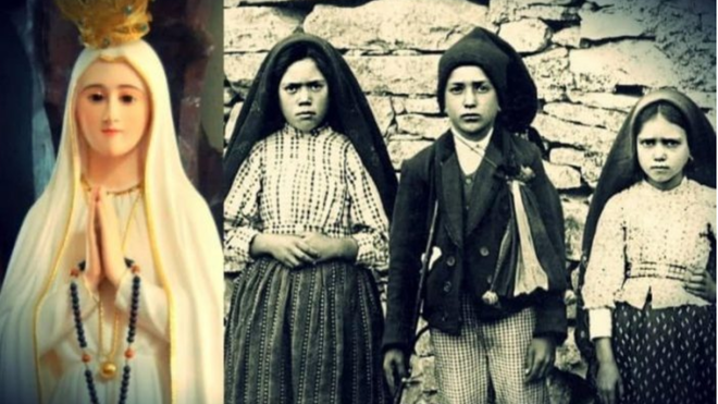 Los tres pastorcillos y la Virgen de Fátima