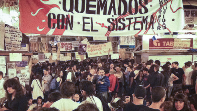 Puerta del Sol durante las acampadas del 15M