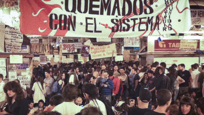 Puerta del Sol durante las acampadas del 15M