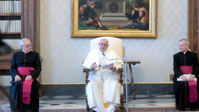 Audiencia papal en la biblioteca