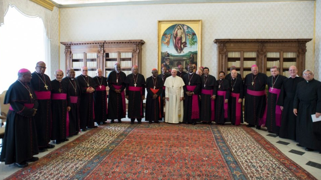 Los obispos de las Antillas, en visita al Vaticano, con el Papa