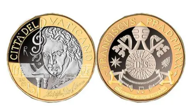 La moneda vaticana conmemorativa de Beethoven