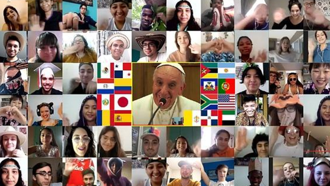 Reunión virtual del Papa Francisco con jóvenes comprometidos
