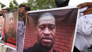 La cara de George Floyd en un cartel