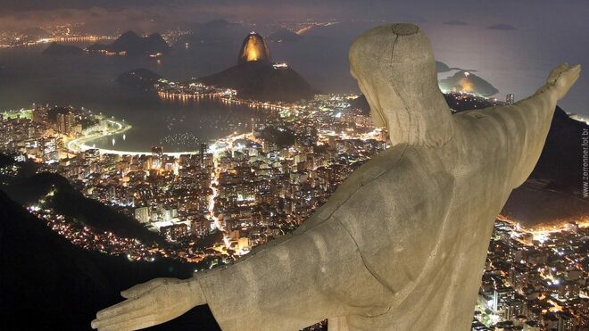 Panorama desde la estatua de Cristo Redentor, Río De Janeiro
