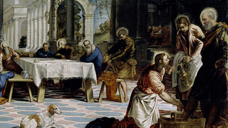 Detalle de 'El lavatorio', Tintoretto, en el Museo del Prado