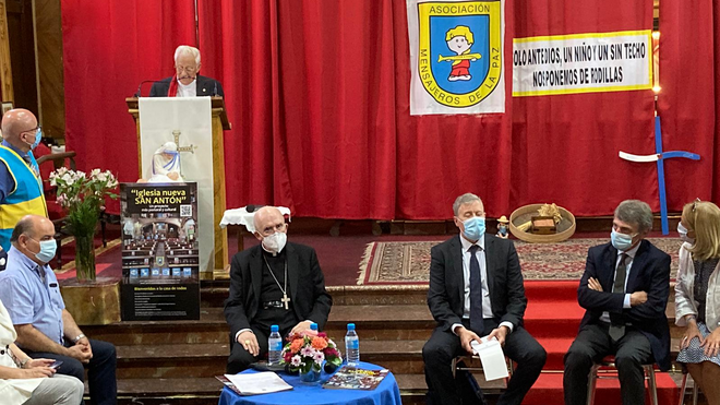 Padre Ángel, David Sassoli y el cardenal Osoro