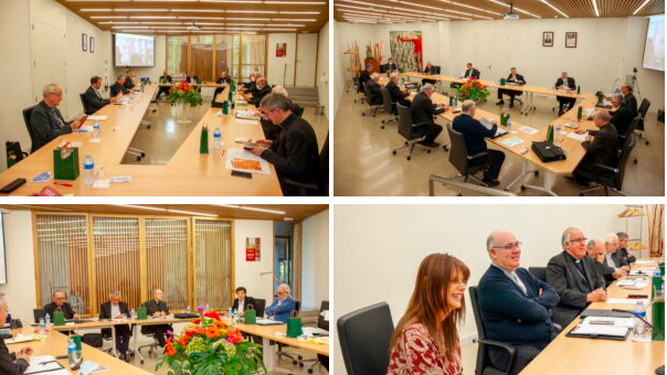 Varios momentos de la reunión de los obispos de la Tarraconense