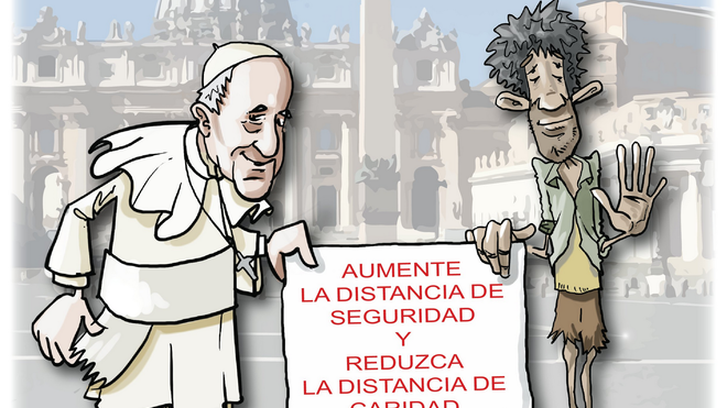 El Papa 'enjaulado' y con los pobres