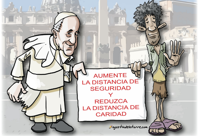 El Papa 'enjaulado' y con los pobres