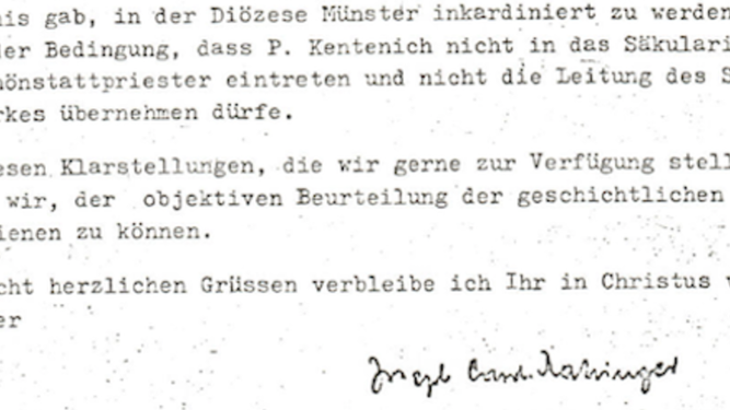 La carta de J. Ratzinger