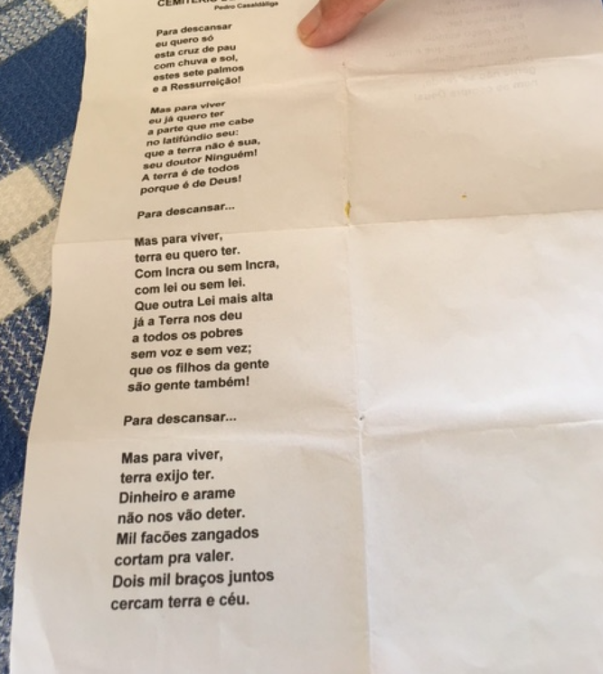 poema-epitafio de Casaldáliga