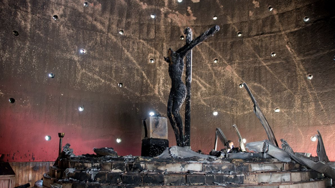 Incendio en la catedral de Managua