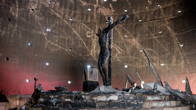 Incendio en la catedral de Managua