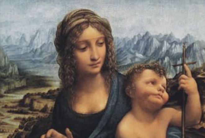 Montañas en 'La Virgen del huso'. Leonardo Da Vinci