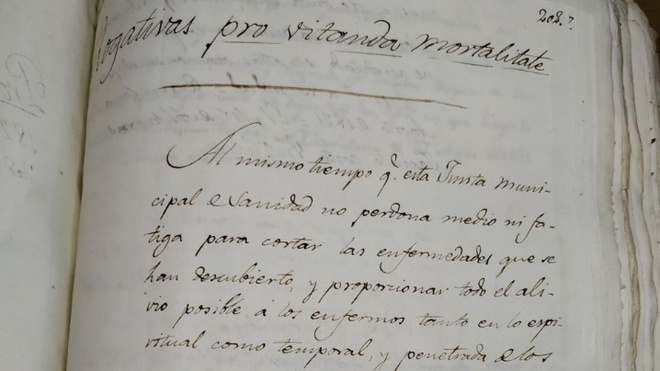 Imagen de la petición del Ayuntamiento hecha al entonces Obispado de Barcelona en septiembre de 1821