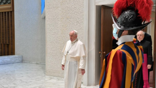 El Papa entra en la audiencia