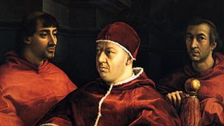 El papa León X con cardenales, obra de Rafael