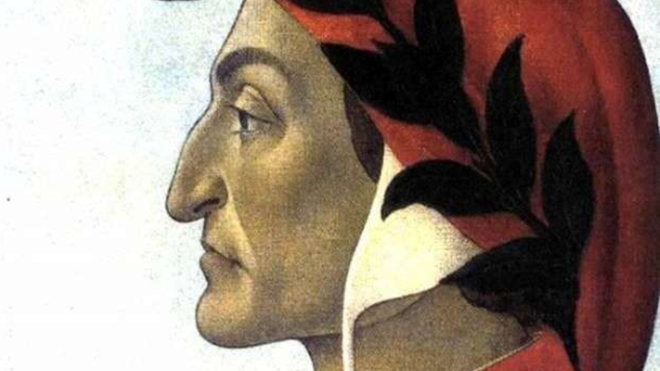 Dante retratado por Botticelli. Detalle