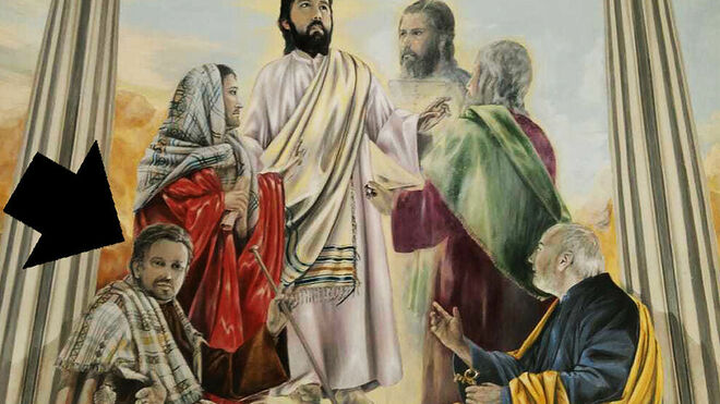 El cura de Valdepeñas también se hizo pintar en los murales de la parroquia